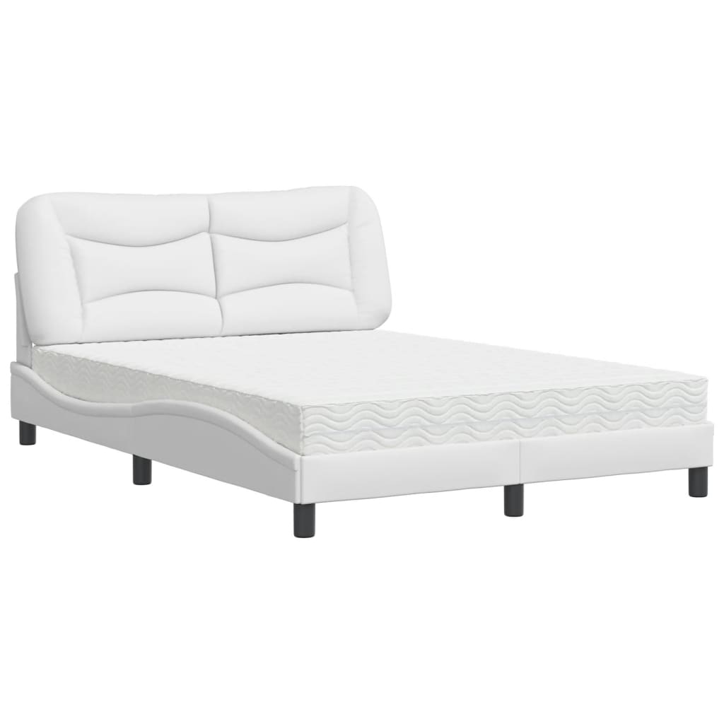 Lit avec matelas blanc 140x190 cm similicuir