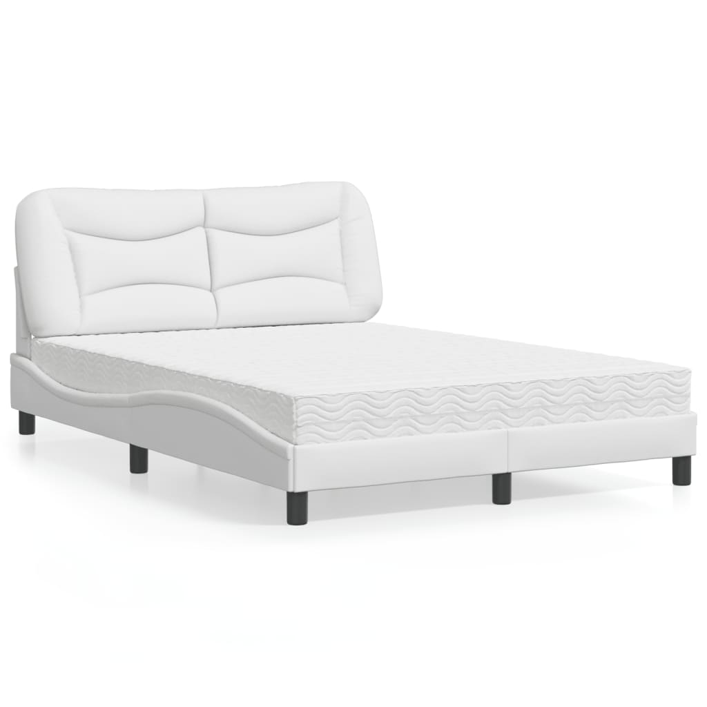 Lit avec matelas blanc 140x190 cm similicuir