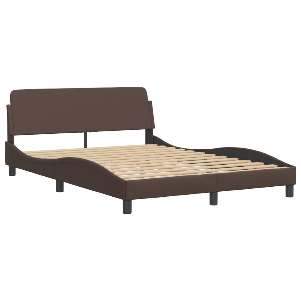 Bed with brown mattress 140x190 cm imitation leather