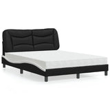 Lit avec matelas noir et blanc 140x190 cm similicuir