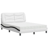 Lit avec matelas blanc et noir 140x190 cm similicuir