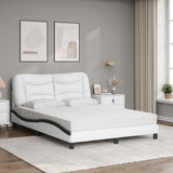 Lit avec matelas blanc et noir 140x190 cm similicuir