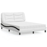 Lit avec matelas blanc et noir 140x190 cm similicuir