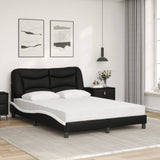 Lit avec matelas noir et blanc 140x200 cm similicuir