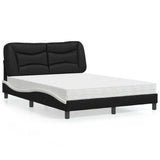 Lit avec matelas noir et blanc 140x200 cm similicuir