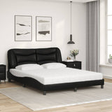 Lit avec matelas noir 160x200 cm similicuir