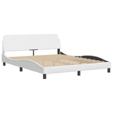 Lit avec matelas blanc 160x200 cm similicuir