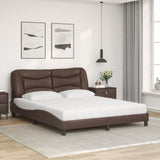 Bed with brown mattress 160x200 cm imitation leather