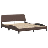 Bed with brown mattress 160x200 cm imitation leather