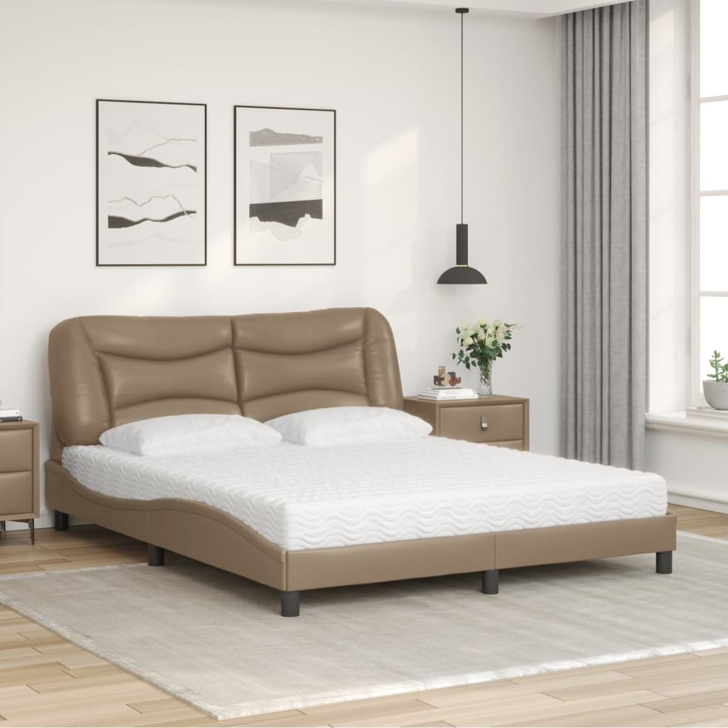 Lit avec matelas cappuccino 160x200 cm similicuir