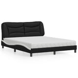 Lit avec matelas noir et blanc 160x200 cm similicuir