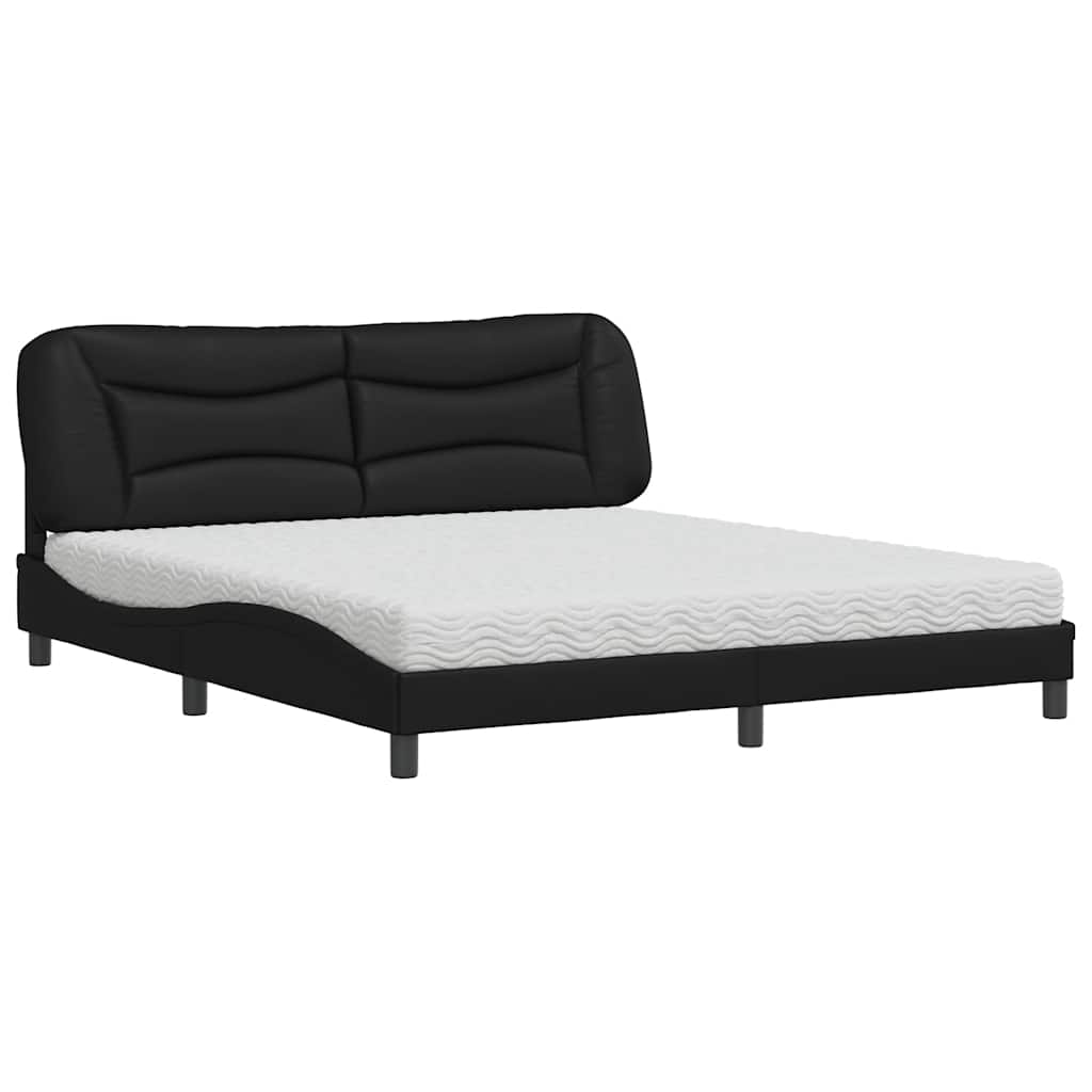 Lit avec matelas noir 180x200 cm similicuir