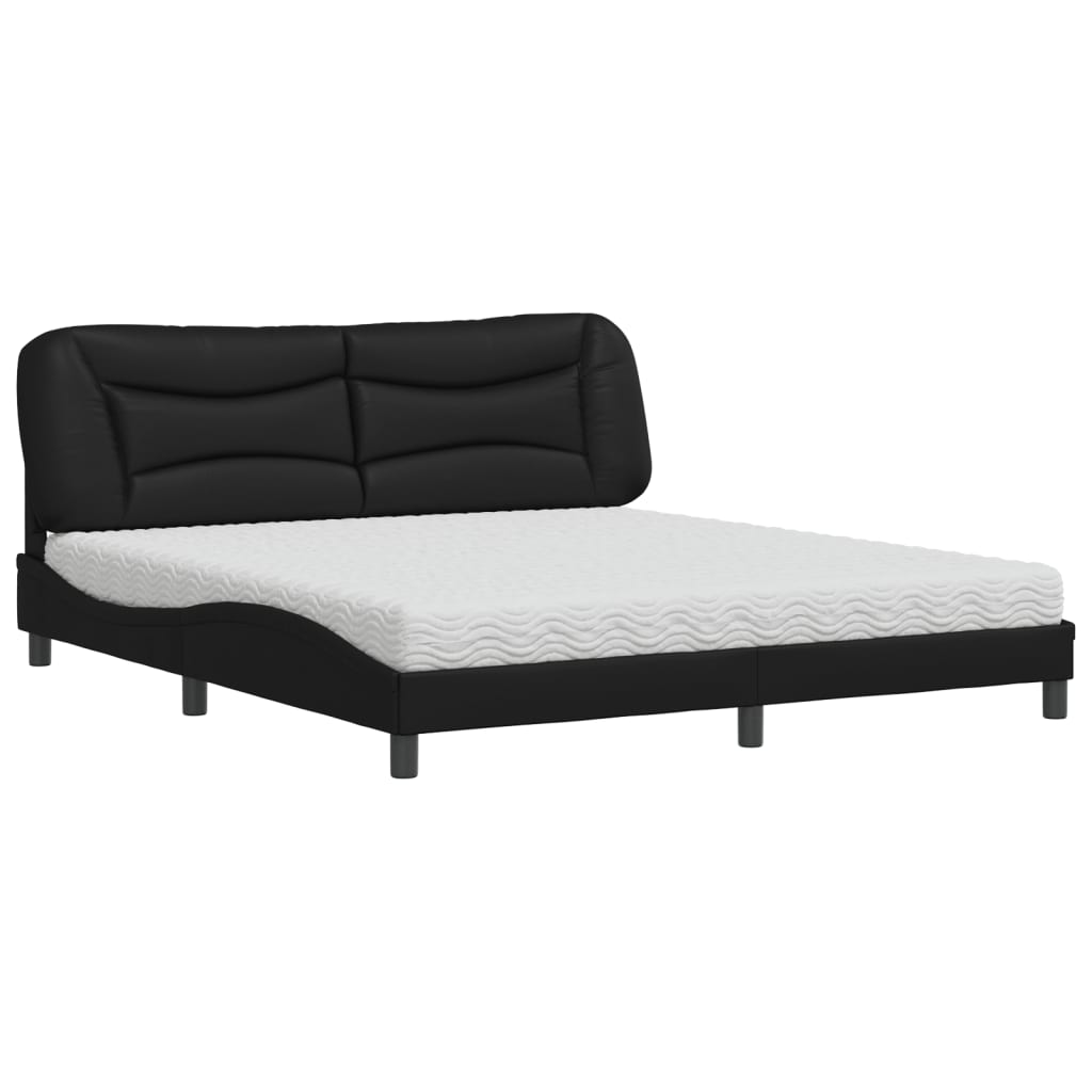 Lit avec matelas noir 180x200 cm similicuir