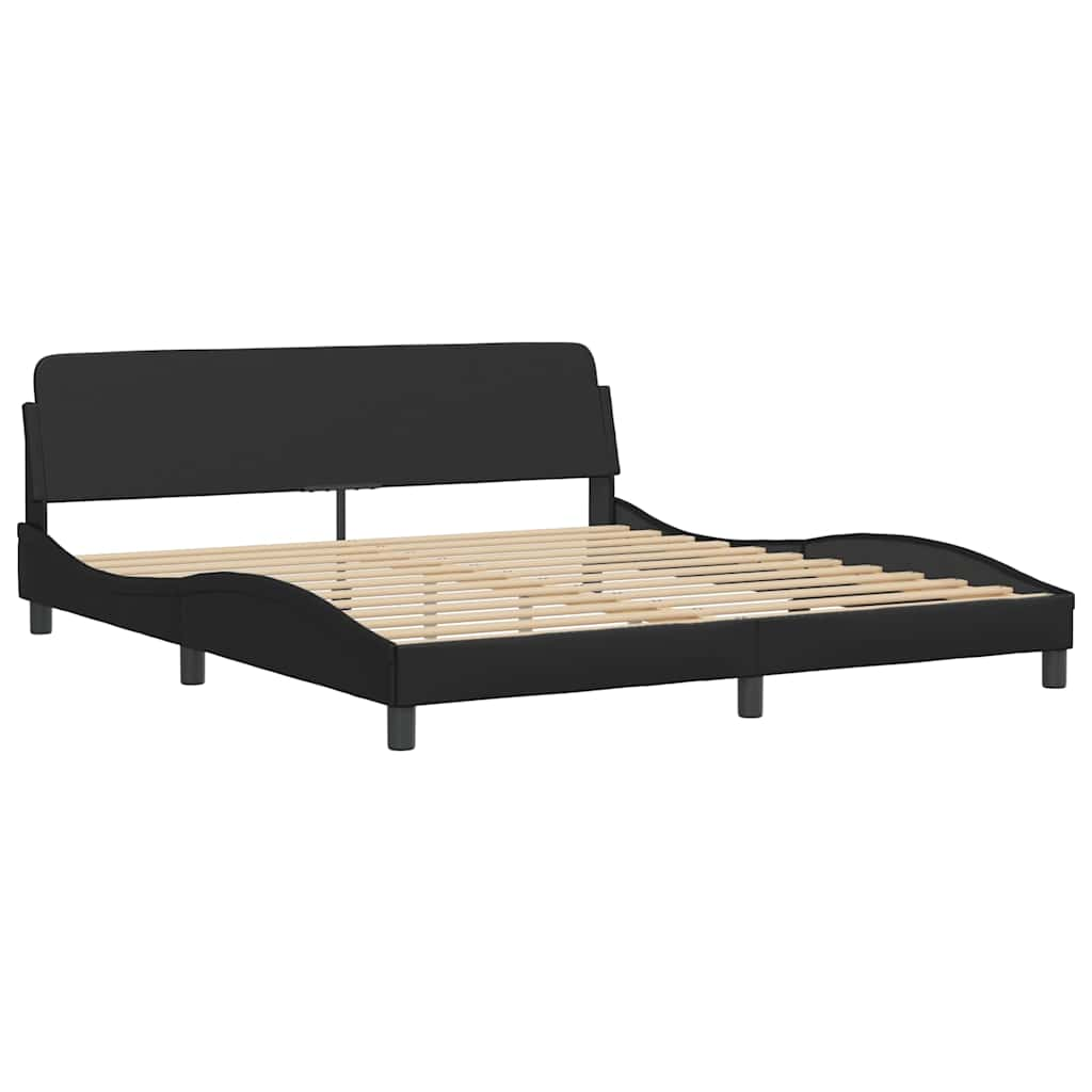 Lit avec matelas noir 180x200 cm similicuir