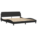 Lit avec matelas noir 180x200 cm similicuir