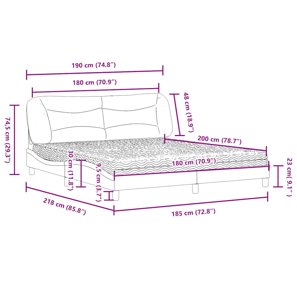 Lit avec matelas noir 180x200 cm similicuir