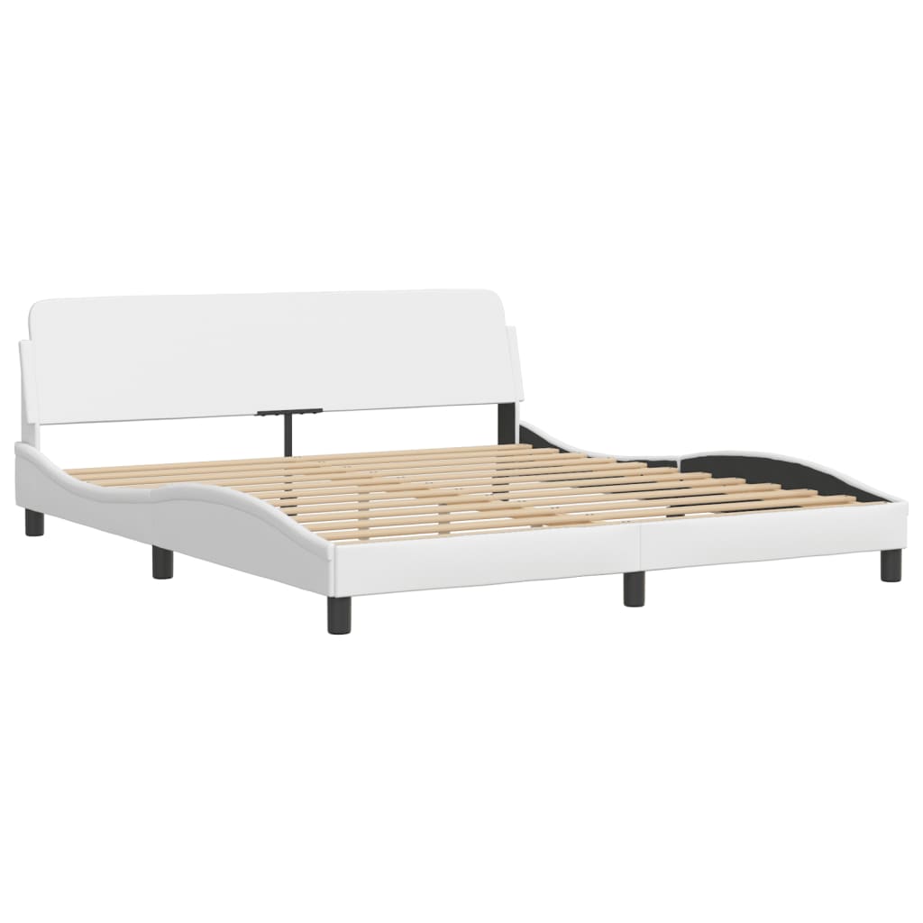 Lit avec matelas blanc 180x200 cm similicuir