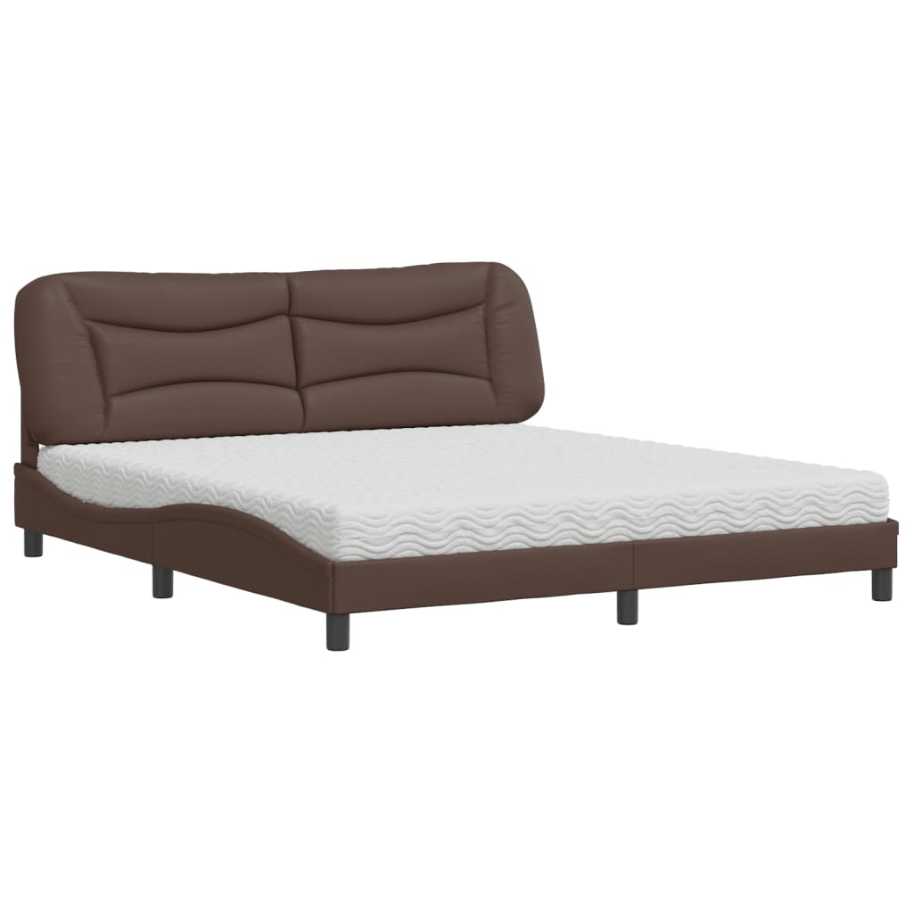 Lit avec matelas marron 180x200 cm similicuir