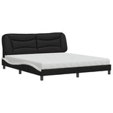 Lit avec matelas noir et blanc 180x200 cm similicuir