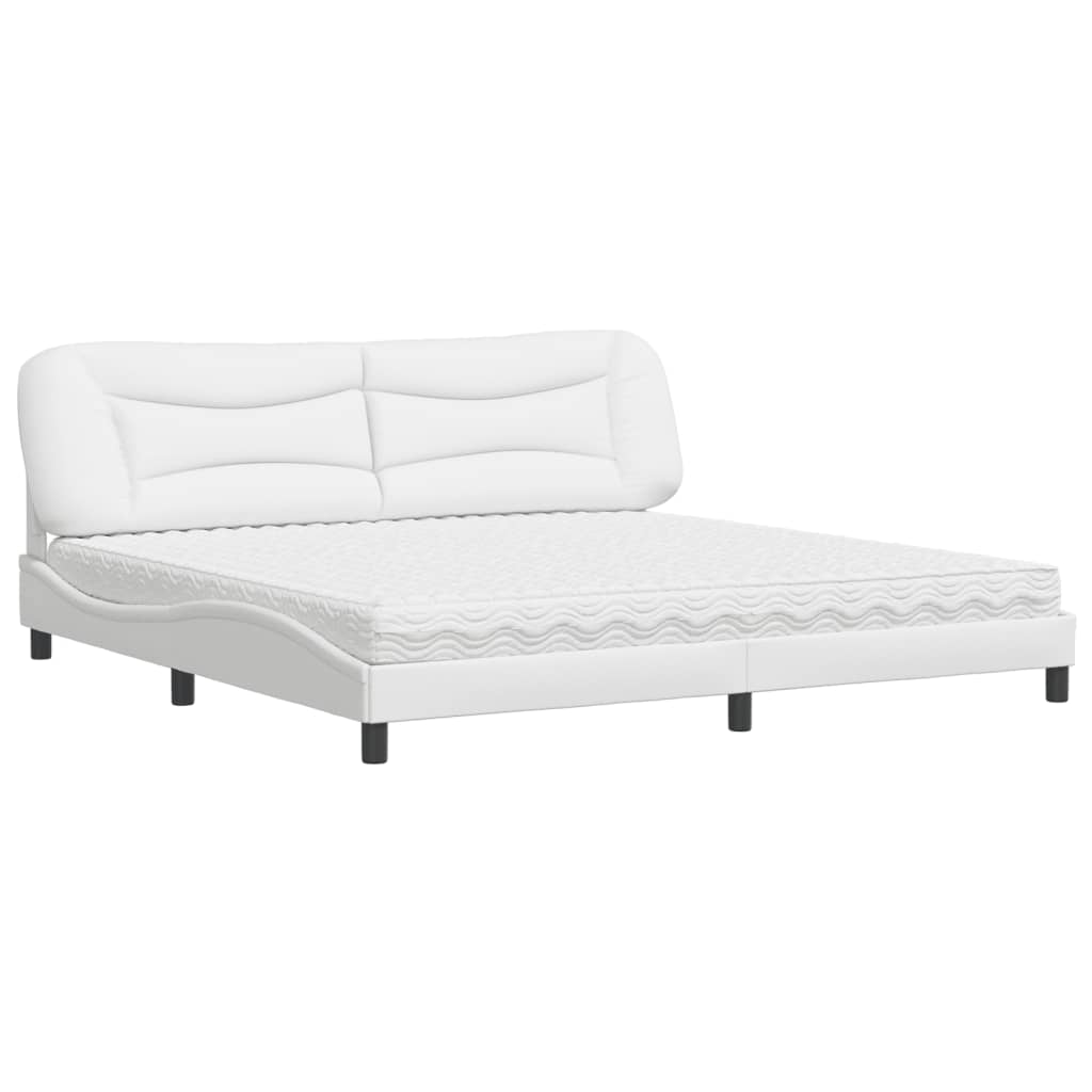 Lit avec matelas blanc 200x200 cm similicuir