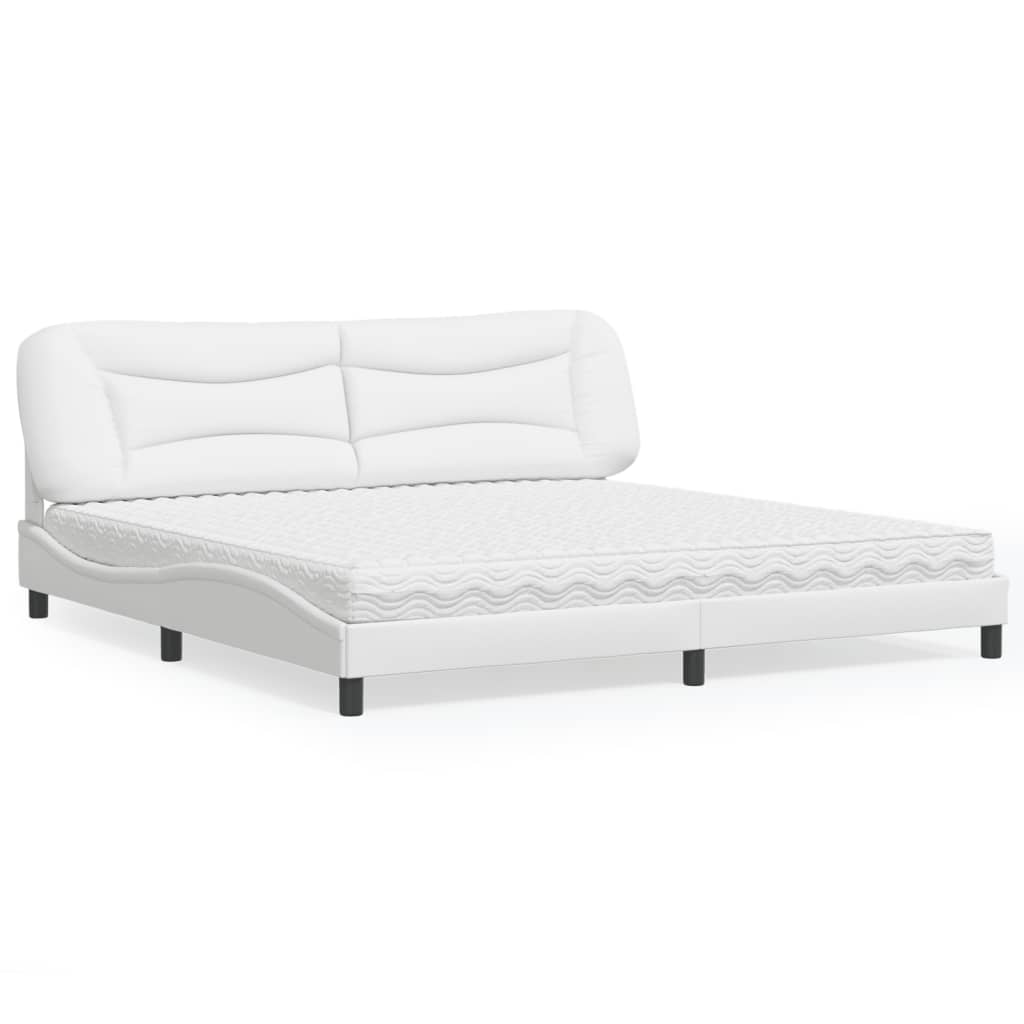 Lit avec matelas blanc 200x200 cm similicuir