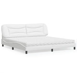 Lit avec matelas blanc 200x200 cm similicuir