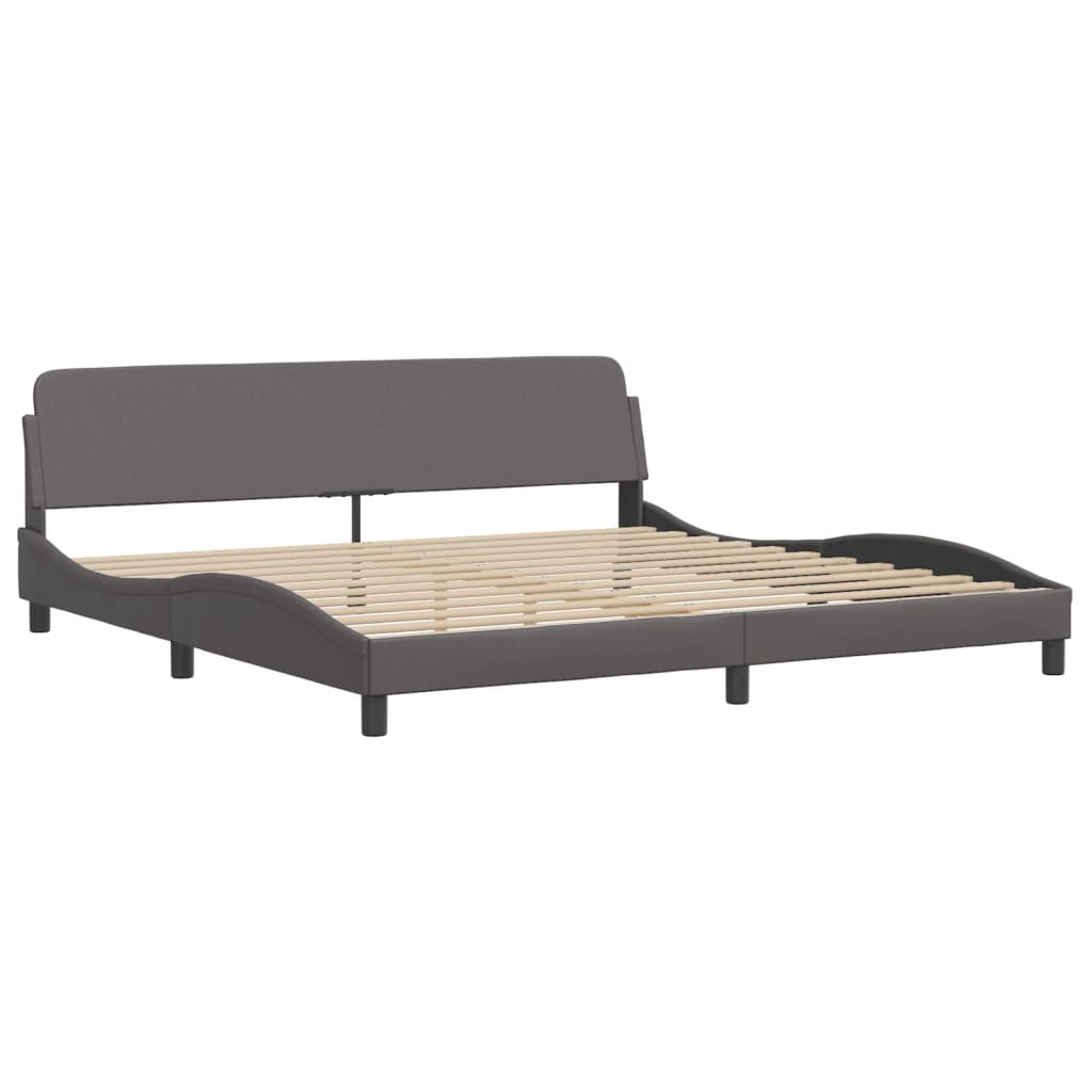 Lit avec matelas gris 200x200 cm similicuir