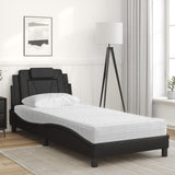 Lit avec matelas noir 80x200 cm similicuir