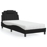 Lit avec matelas noir 80x200 cm similicuir