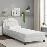 Lit avec matelas blanc 80x200 cm similicuir