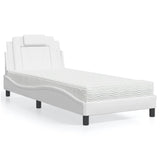 Lit avec matelas blanc 80x200 cm similicuir