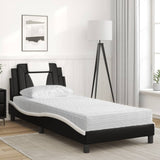 Lit avec matelas noir et blanc 80x200 cm similicuir