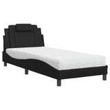 Lit avec matelas noir 90x190 cm similicuir