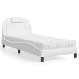 Lit avec matelas blanc 90x190 cm similicuir