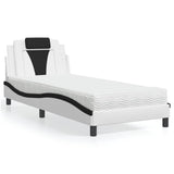 Lit avec matelas blanc et noir 90x190 cm similicuir