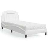 Lit avec matelas blanc 90x200 cm similicuir