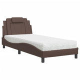 Lit avec matelas marron 90x200 cm similicuir