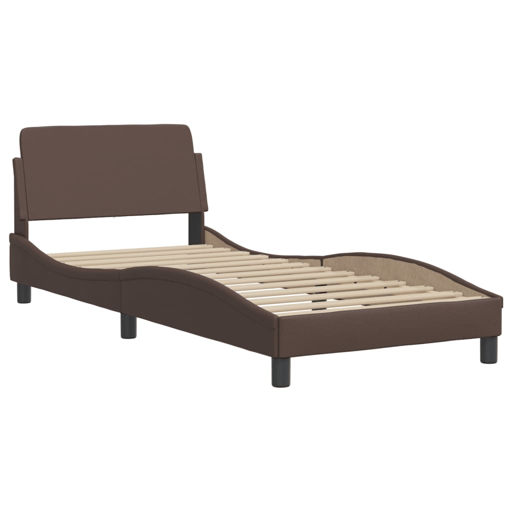 Lit avec matelas marron 90x200 cm similicuir