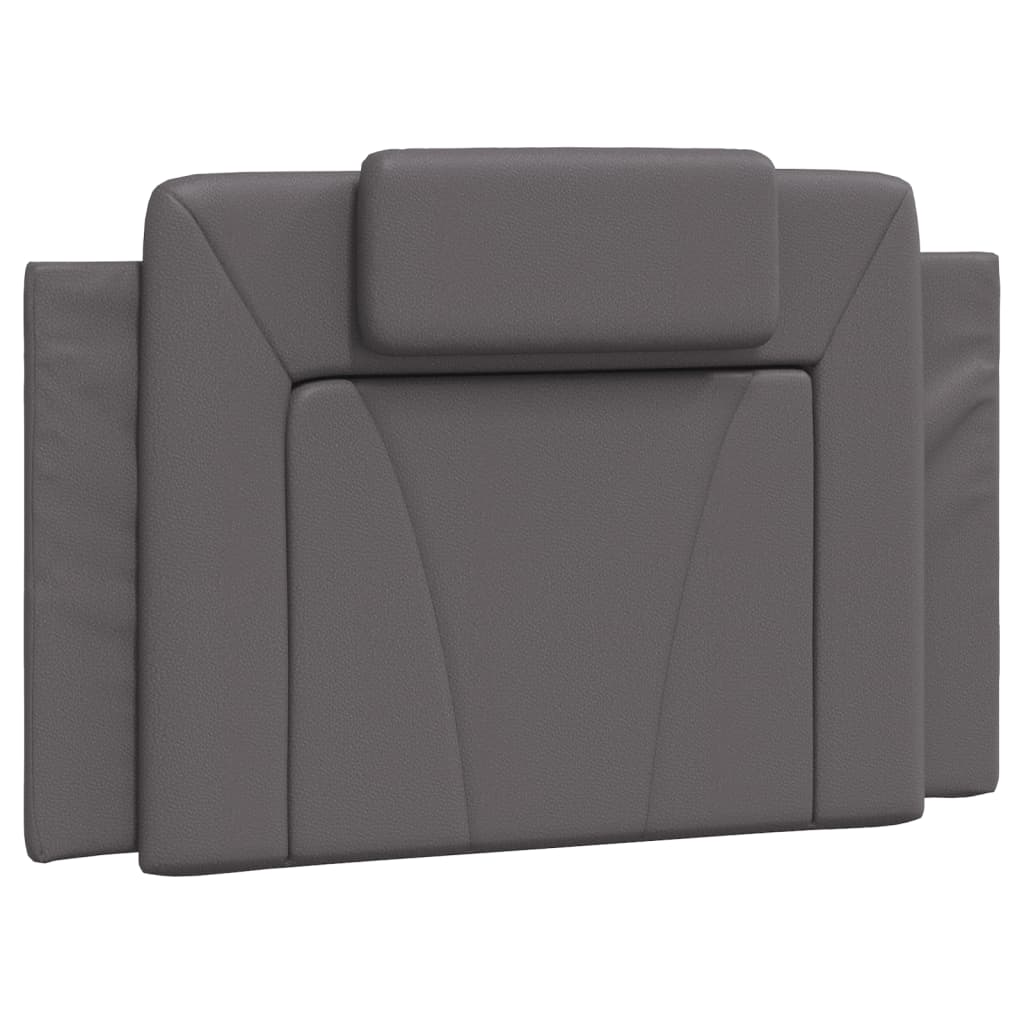 Bed with gray mattress 90x200 cm imitation leather