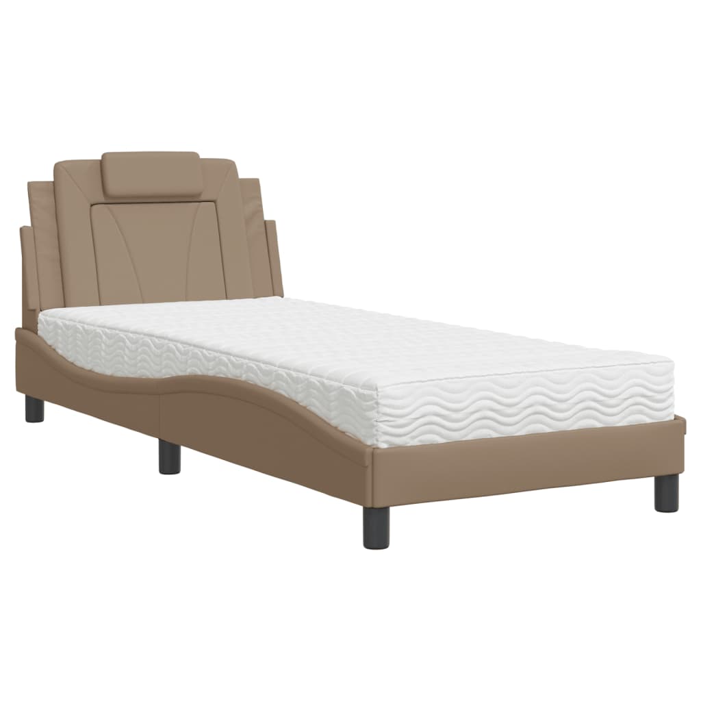 Lit avec matelas cappuccino 90x200 cm similicuir