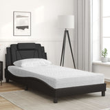 Lit avec matelas noir 100x200 cm similicuir