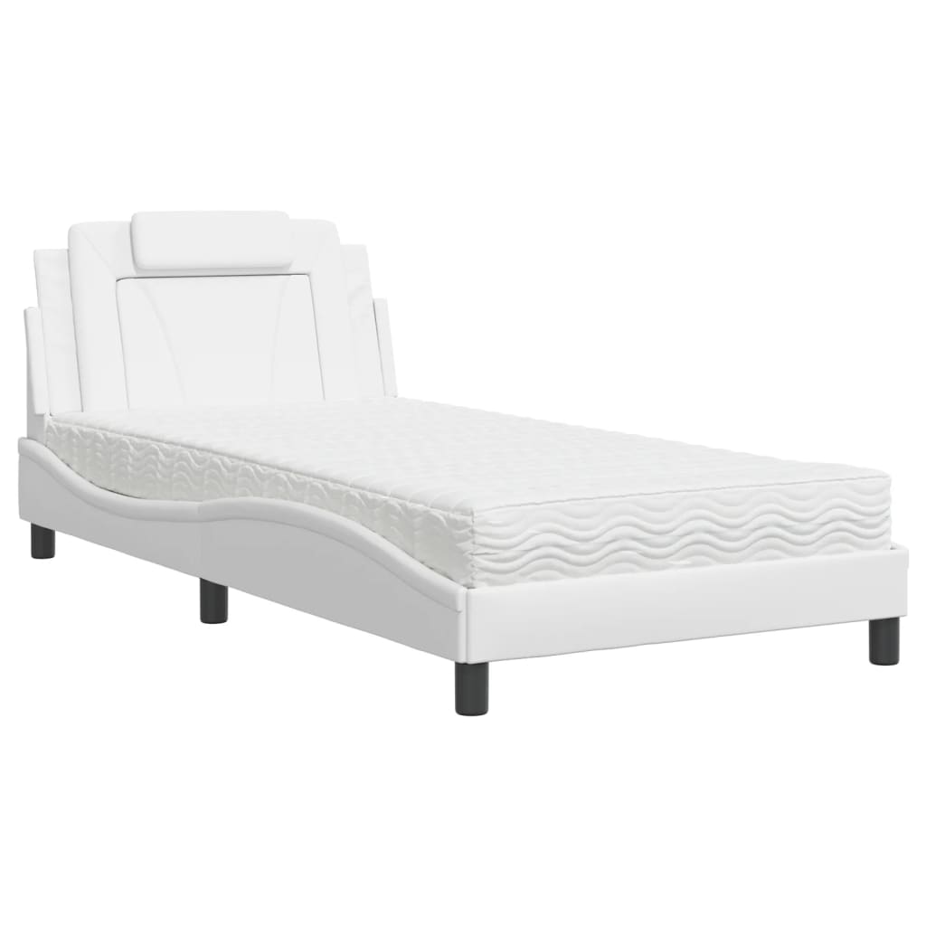 Lit avec matelas blanc 100x200 cm similicuir