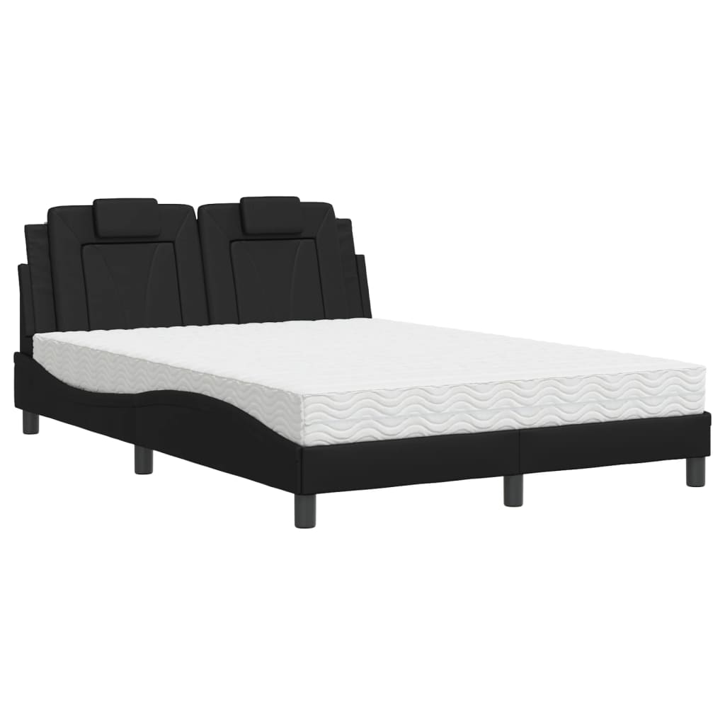 Lit avec matelas noir 120x200 cm similicuir