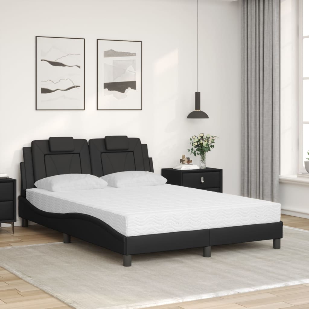 Lit avec matelas noir 120x200 cm similicuir