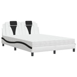 Bed with white and black mattress 120x200 cm imitation leather