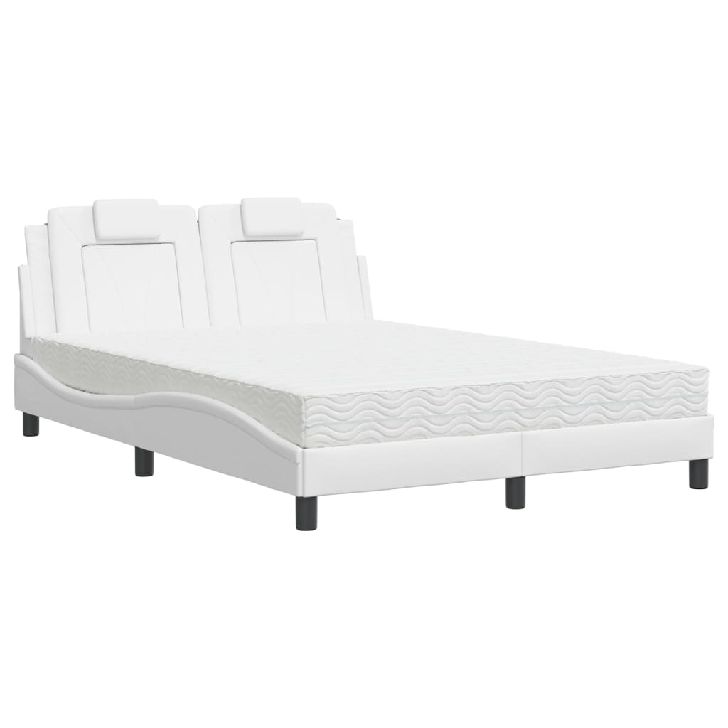 Lit avec matelas blanc 140x190 cm similicuir