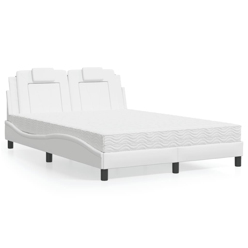 Lit avec matelas blanc 140x190 cm similicuir