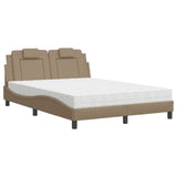 Bed with cappuccino mattress 140x190 cm imitation leather