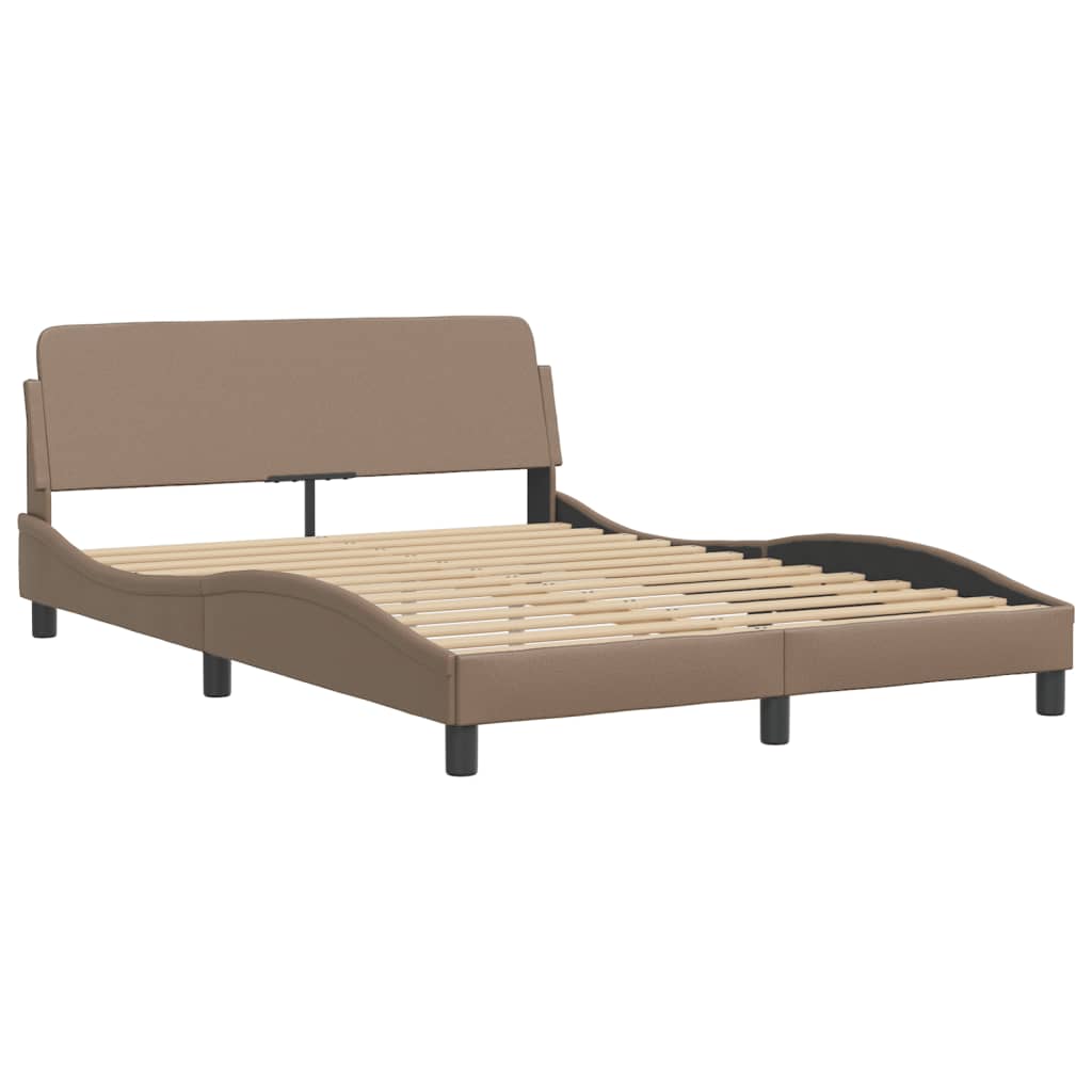 Bed with cappuccino mattress 140x190 cm imitation leather