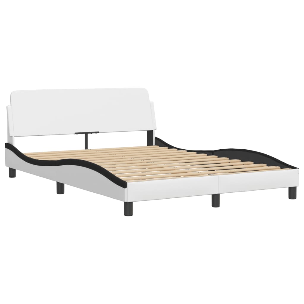 Lit avec matelas blanc et noir 140x190 cm similicuir